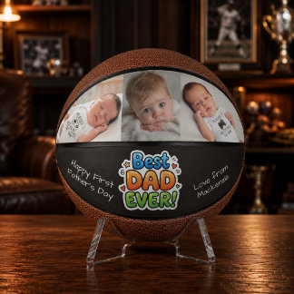 Fathers Day Personalized Photo Best Dad Ever Basketball