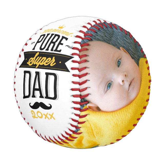 Fathers Day Personalized Pure Super Dad Baseball (Angled)