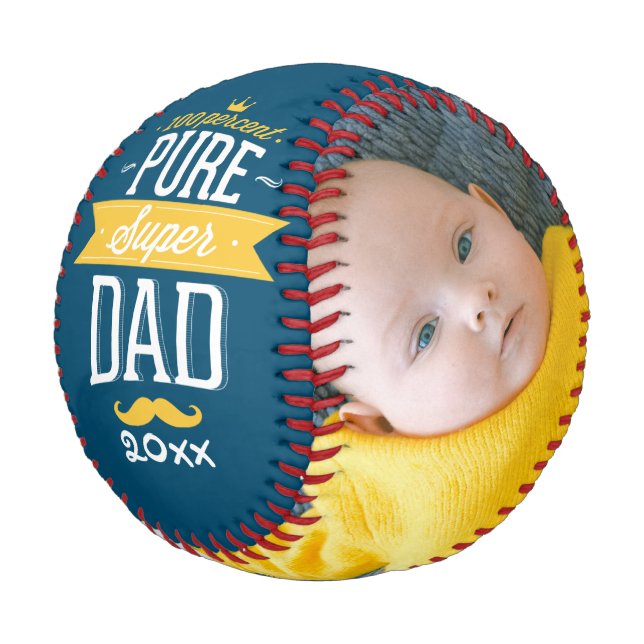 Fathers Day Personalized Pure Super Dad Baseball (Angled)