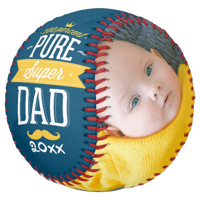 Fathers Day Personalized Pure Super Dad Softball (Angled)