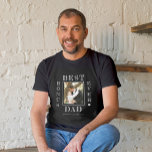 Father's Day photo best bonus dad ever stepdad  T-Shirt<br><div class="desc">Stepdad bonus dad Happy Father's Day bold white typography on dark grey charcoal rustic chalkboard custom photo personalized t-shirt with your text,  and names.</div>