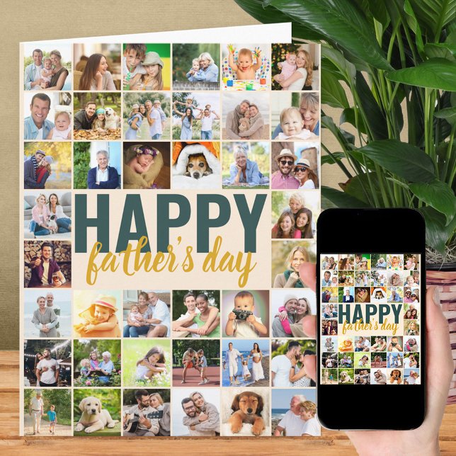 Father's Day Photo Collage Big Personalized Card (Creator Uploaded)