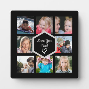 Father's Day Photo Collage Black Plaque