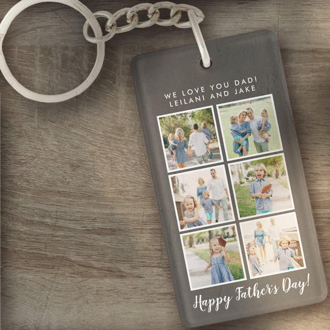 Father's Day Photo Collage Grey Keychain (Creator Uploaded)