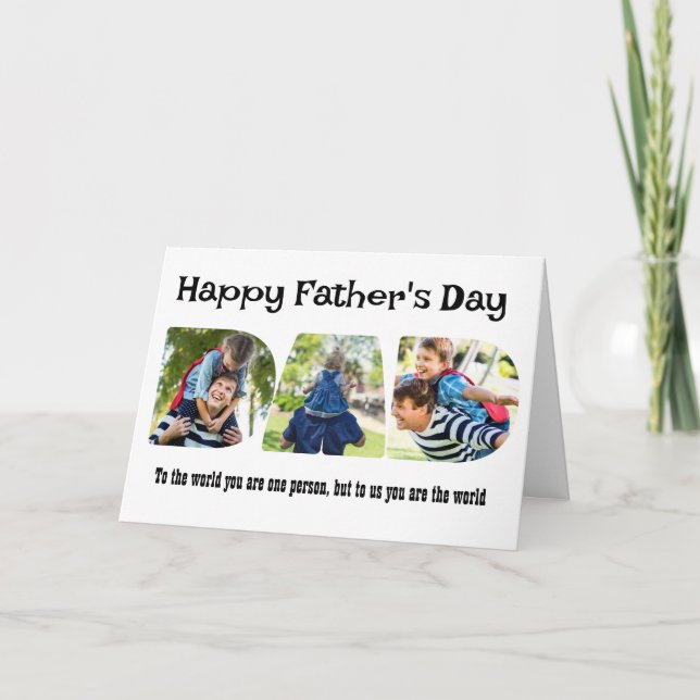 Fathers Day Photo Collage Letter Shaped Card (Front)