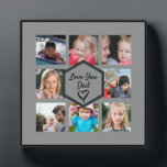 Father's Day Photo Collage Plaque<br><div class="desc">Give this photo collage plaque of sweet faces as a simple and elegant Father's Day gift. Designed to display eight of your favourite photos. Just swap out the pics with yours, edit the text caption and done! Created with a simple neutral grey and black background that will be at home...</div>