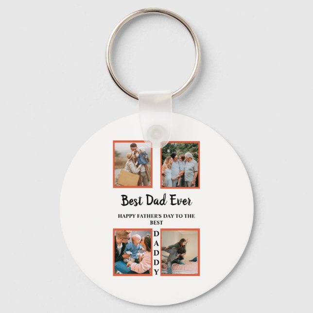 Father's day photo display collage for dad keychain (Front)