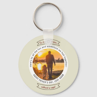 Fathers Day Photo Funny Superhero Quote Minimalist Keychain