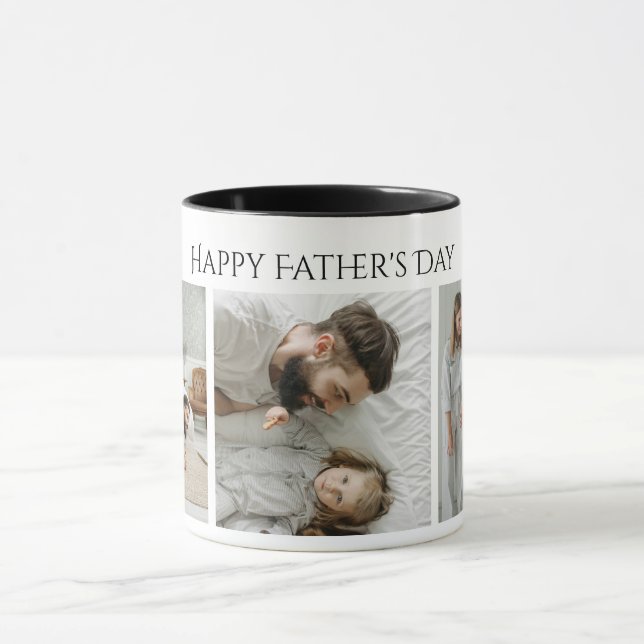 Father's Day Photo Mug – Custom 3 Photos & Text (Center)