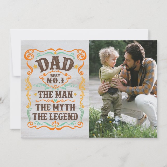 Father's Day Photo The Man The Myth The Legend Holiday Card (Front)