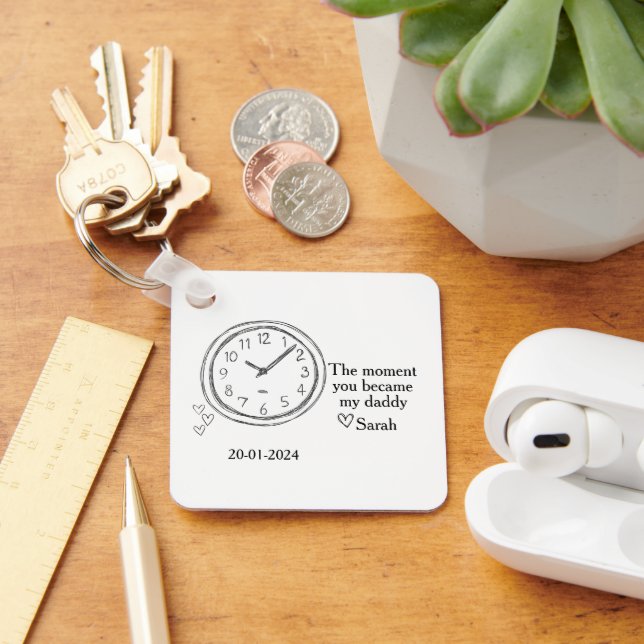 Father's Day Photo with Special Date and Message Keychain (Desk)