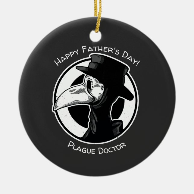 Father's Day Plague Doctor Bird Mask B/W Steampunk Ceramic Ornament (Front)