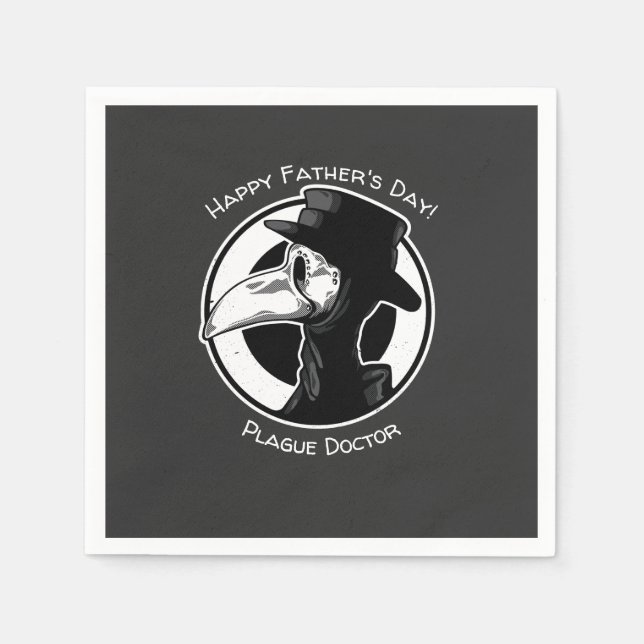 Father's Day Plague Doctor Bird Mask B/W Steampunk Napkin (Front)