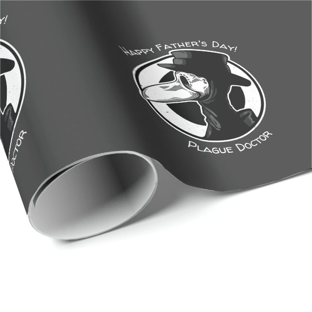 Father's Day Plague Doctor Bird Mask B/W Steampunk Wrapping Paper (Roll Corner)