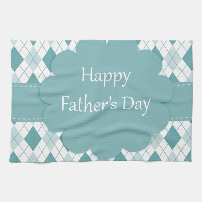 Fathers Day plaid Kitchen Towel (Horizontal)