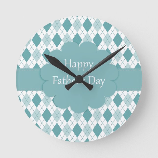 Fathers Day plaid Round Clock (Front)