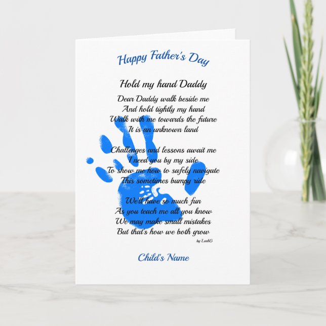 Fathers Day POEM from Toddler To Daddy - Handprint Card (Front)