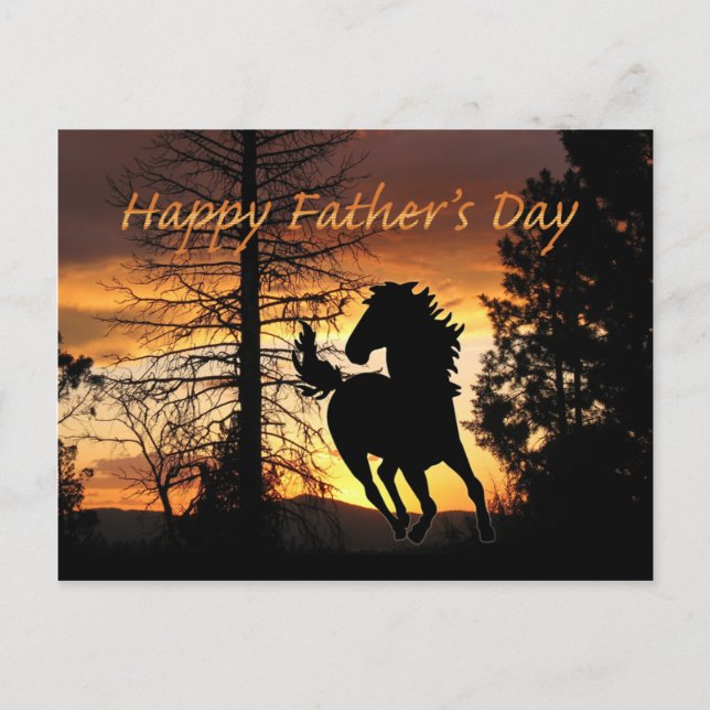 Father's Day Postcard Wild Horse Sunset Card (Front)