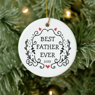 Father's Day Present Personalized Best Father Ever Ceramic Ornament