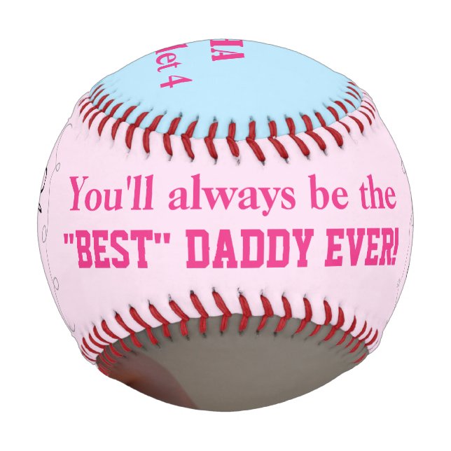 Father's Day Quadruplet Pink Blue Photo Baseball (Front)