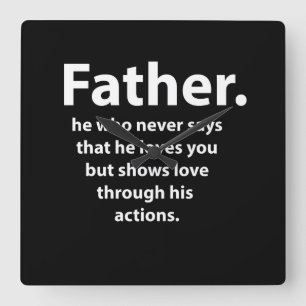 Fathers Day Quote Typography Happy Fathers Day  Square Wall Clock