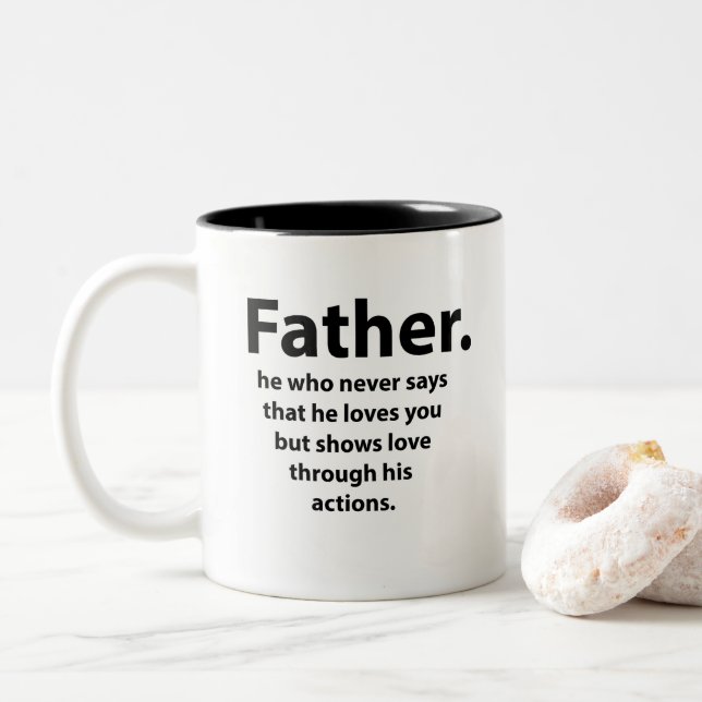 Fathers Day Quote Typography Happy Fathers Day Two-Tone Coffee Mug (With Donut)