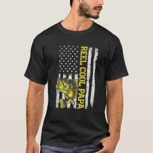 Father's Day  Reel Cool Papa Fish American Flag Da T-Shirt
