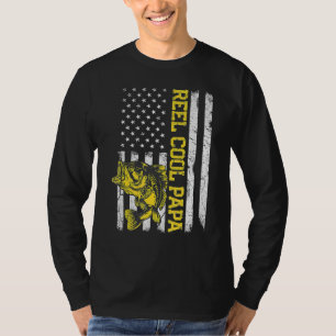 Father's Day Reel Cool Papa Fish American Flag Da T-Shirt