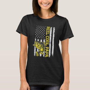 Father's Day Reel Cool Papa Fish American Flag Dad T-Shirt