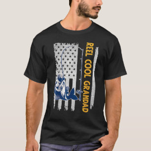Father's Day Reel Cool Papa Fish American Flag Dad T-Shirt