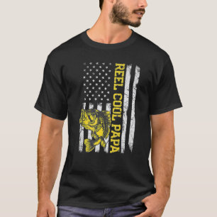 Father's Day Reel Cool Papa Fish American Flag Dad T-Shirt