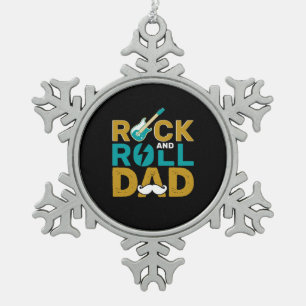 Father's Day Rock And Roll Dad Snowflake Pewter Christmas Ornament