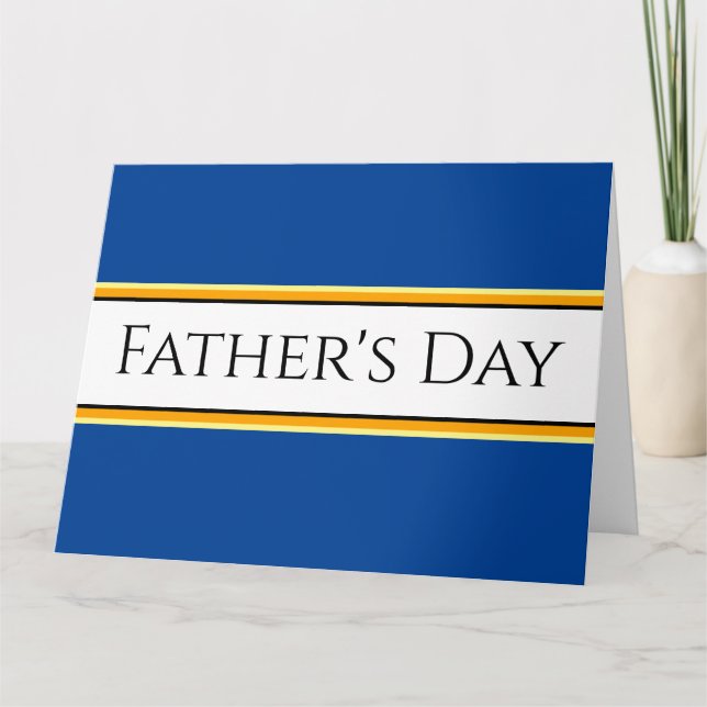 FATHER'S DAY Royal Navy Blue White Racing Stripes Card (Front)