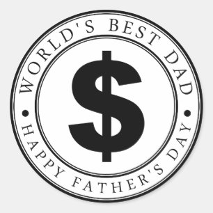 Father's day rubber stamp classic round sticker