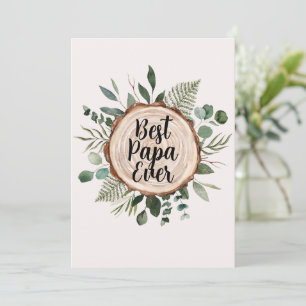 Fathers Day Rustic Wood and Foliage Custom Quote Holiday Card