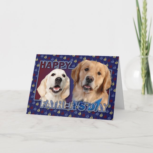 Father's Day Sailboat Cut Out - Golden Retrievers Card (Front)