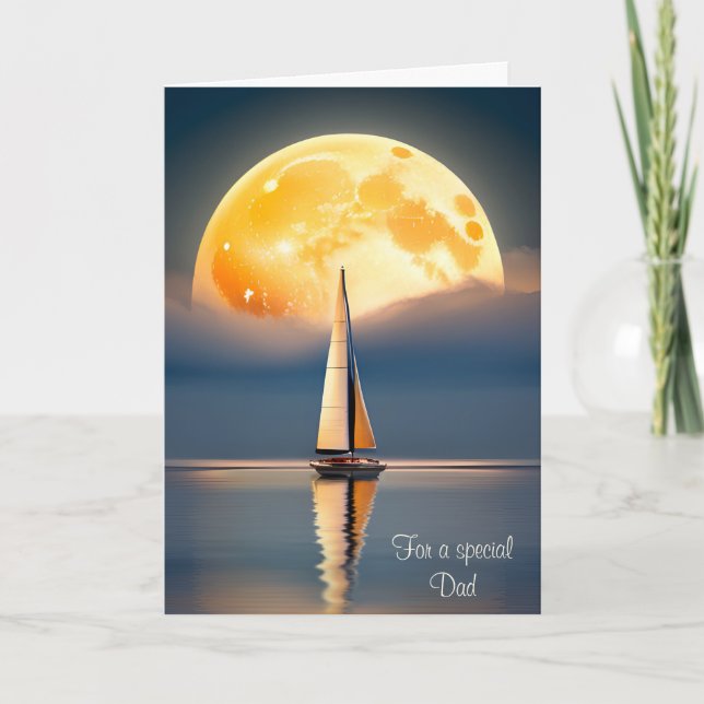 Father's Day Sailboat In Moonlight Card (Front)