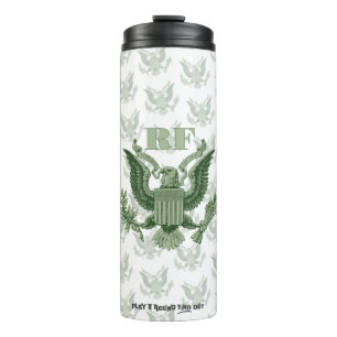 Fathers Day Scramble Green Eagle Crest Monogram Thermal Tumbler