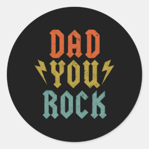 Fathers Day Shirt Funny Dad You Rock Guitar Vintag Classic Round Sticker