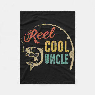 Father's Day Shirt Vintage Fishing Reel Cool Uncle Fleece Blanket