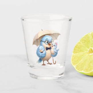Father's Day Shot Glass | Cute Bird Family Gift