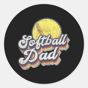 Fathers Day Softball Dad Gift From Daughter Son Wi Classic Round Sticker