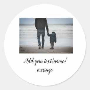 father's day son father dad add photo text dad gif classic round sticker