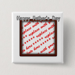 Father's Day Square Brown Photo Frame 2 Inch Square Button