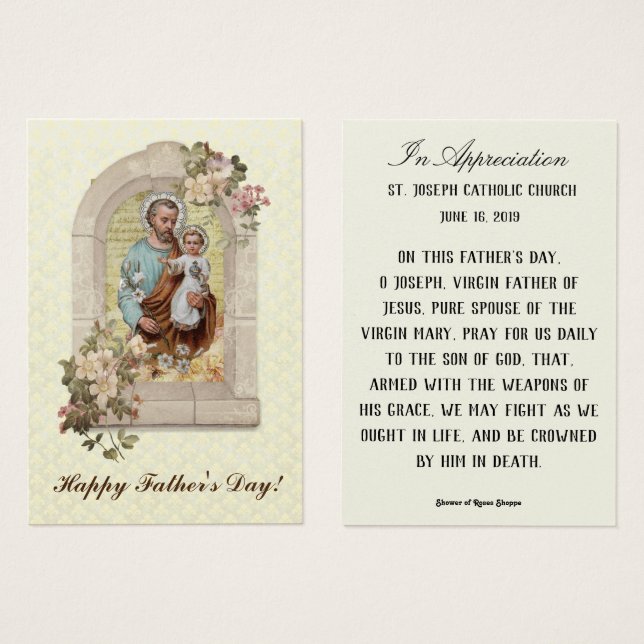 Father's Day St. Joseph Remembrance Holy Cards (Front & Back)
