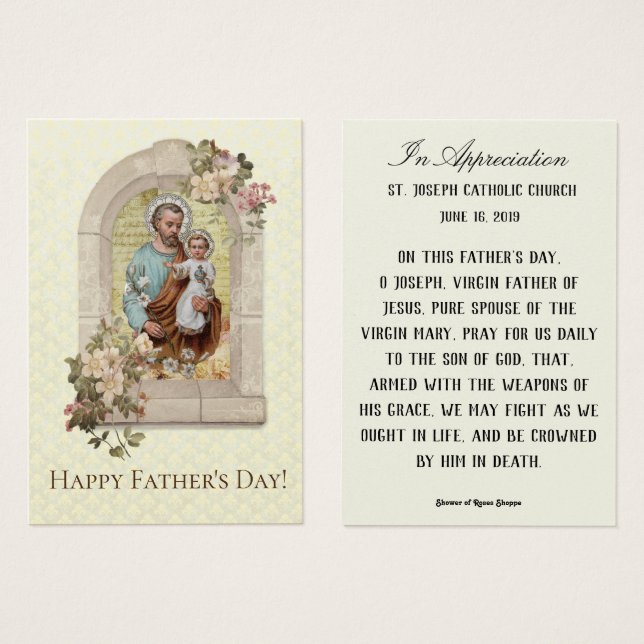 Father's Day St. Joseph Remembrance Holy Cards (Front & Back)