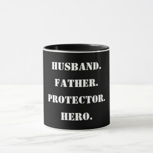 Father's Day Stencil Husband Father Protector Hero Mug