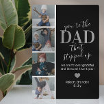 Father's Day Stepdad Photo Plaque<br><div class="desc">Elegant stepdad picture plaque featuring 4 photos of the kids,  the message "you're the dad that stepped up",  a personalized message that you can keep or change to your own,  a cute heart,  and your childrens names.</div>