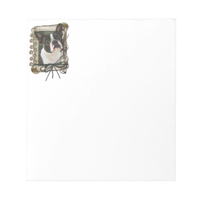 Fathers Day - Stone Paws - Boston Terrier Notepad (Front)