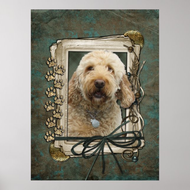 Fathers Day - Stone Paws - GoldenDoodle Poster (Front)